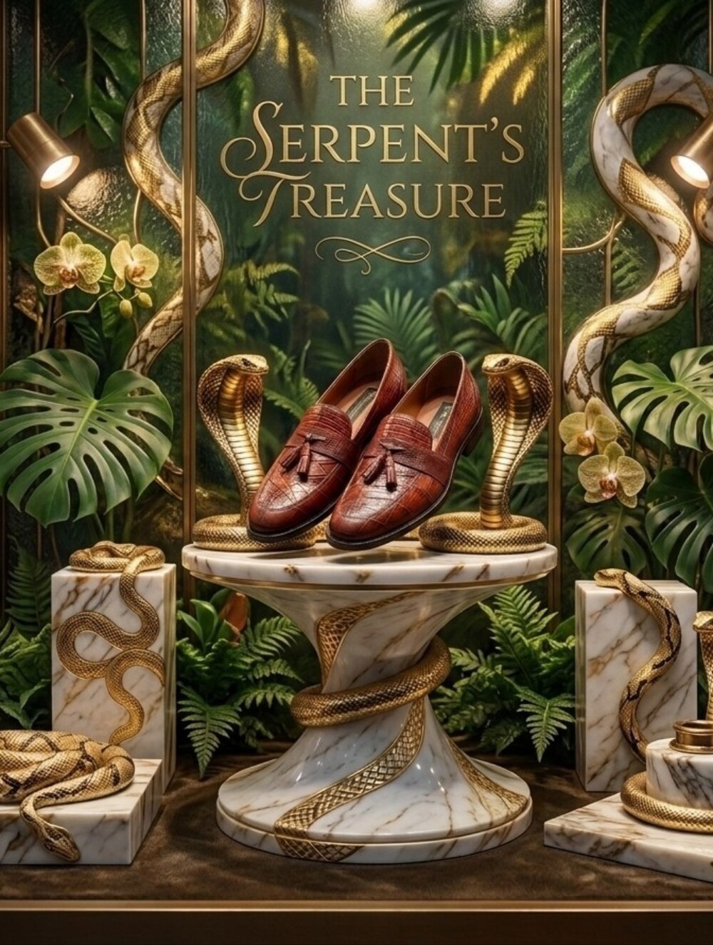 Genuine Snake Skin Classic Brown Tassel Loafers - Men